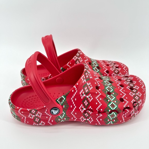 Crocs Baya Holiday Graphic Clog Red‎ Fair Isle Size M10 W12 Christmas Gift NWT - Picture 11 of 12